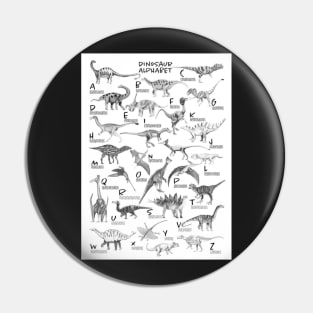 Dinosaur alphabet black and white Pin