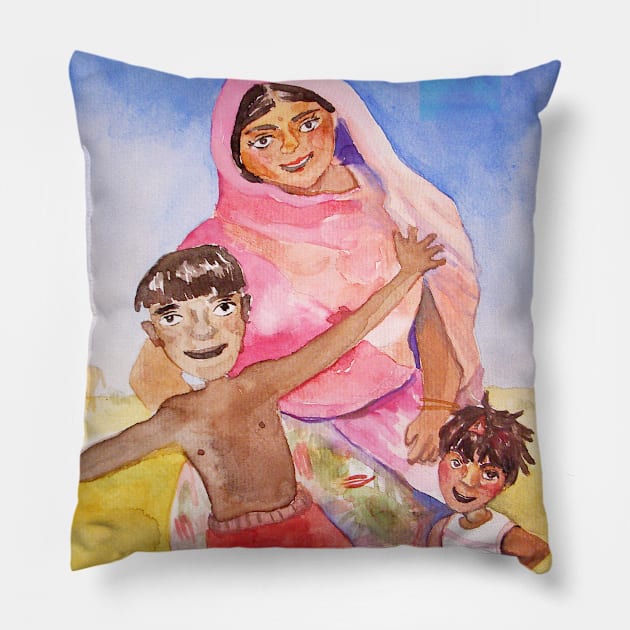 Indian Family Pillow by xiaolindrawing