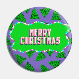 Geometric Christmas Tree with Purple Background Pin