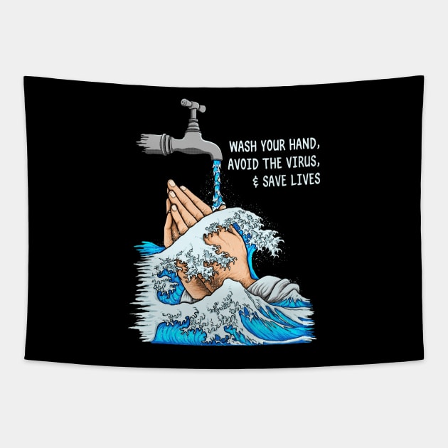 wash you hand Tapestry by opoyostudio