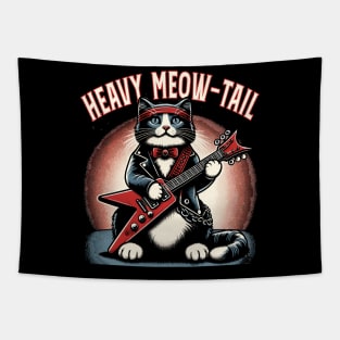 Electric Guitar Cat Pun Rock Music Funny Cat Tapestry