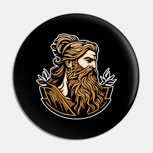 Viking - Bearded Warrior With Long Hair Pin by Embrace Masculinity