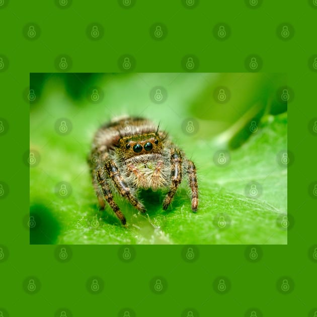 Jumping Spider on a Green Leaf. Macro Photography by love-fi