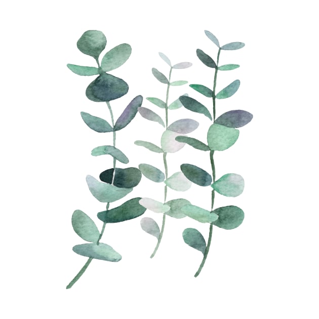 Watercolor, eucalyptus, leaves, botanical, painting, green by SouthPrints