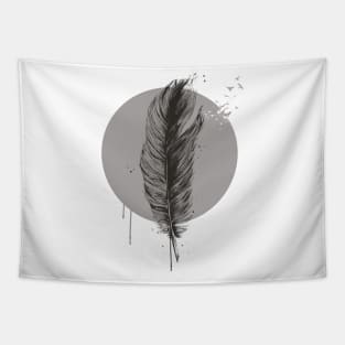 Feather in a circle (bw) Tapestry