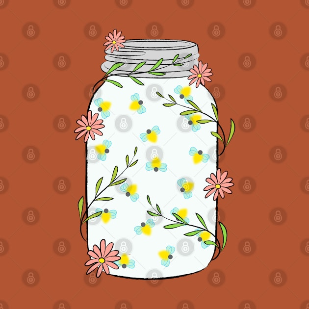 Mason Jar With Fireflies by Lizzamour