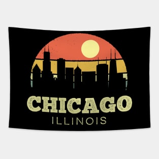 Chicago Illinois Vintage Sunset Tapestry