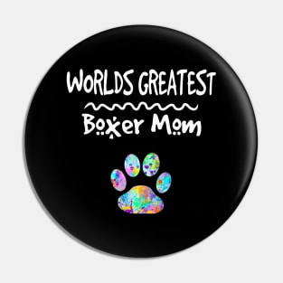 Worlds Greatest Boxer Dog Mom Gift Her Love Dogs Paw Print Pin