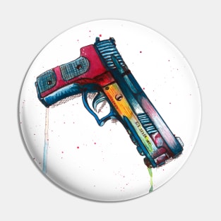 Watercolor Sig Sauer gun - make color not war Pin