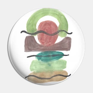 Neutral Nature Shape Stack - Minimalist Abstract Watercolor Painting Pin