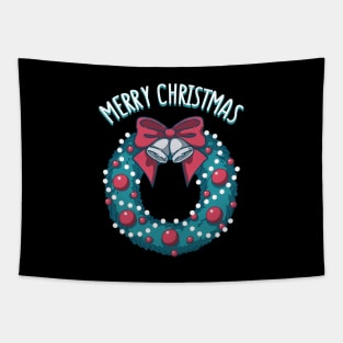 Merry Christmas (on black background) Tapestry