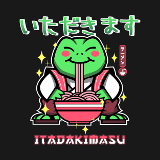 Kawaii Frog Eating Ramen T-Shirt