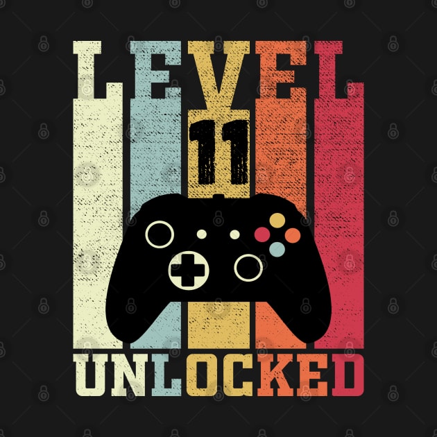 Level 11 Unlocked Funny Video Gamer 11th Birthday Gift by DragonTees