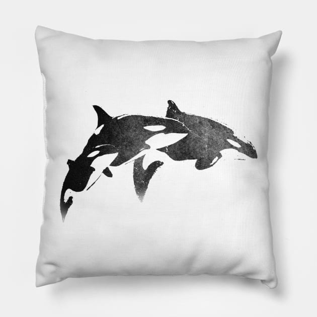 Jumping Orca Pod Grunge Aesthetic Pillow by Melon Street