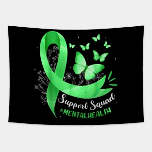 Support Squad Mental Health Awareness Butterfly Green Ribbon Tapestry