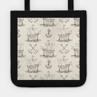 Sailship and Anchor Seamless pattern Tote