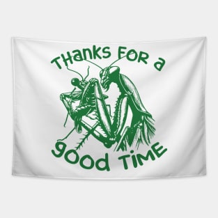 Praying Mantis Thanks For A Good Time Funny Insect Quotes Tapestry