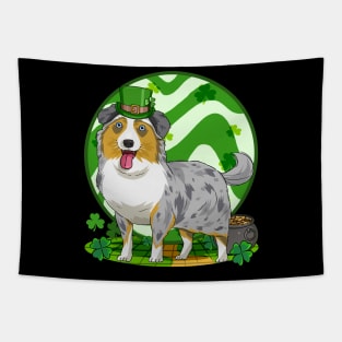 Australian Shepherd Dog St Patricks Day Leprechaun Tapestry