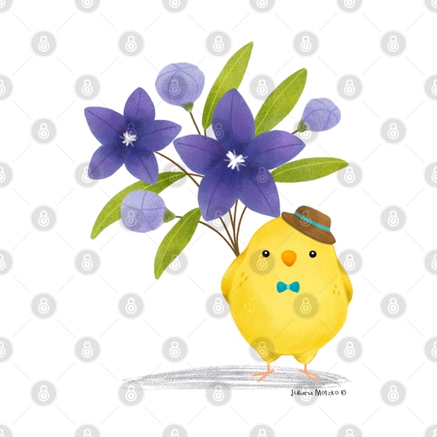 Yellow Bird with Balloon Flowers bouquet by julianamotzko