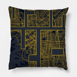 Osaka, Japan City Map Typography - Gold Art Deco Pillow