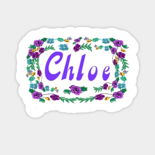 Top 10 best personalised gifts 2022  - Chloe personalised,personalized name in purple with floral border - custom name Magnet