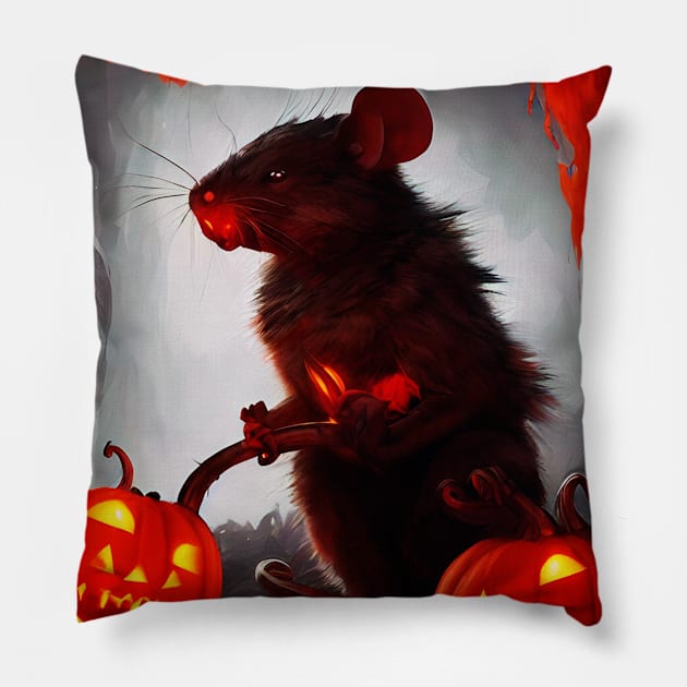 Rattus lives on Halloween Pillow by silentrob668