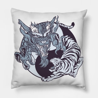 Dragon - Tiger / Ying And Yang Pillow