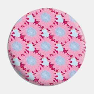 Pink and Blue Daisy Floral Pattern Pin