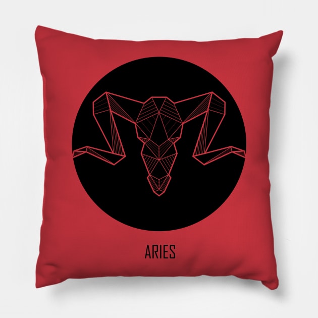 Aaries - Geometric Astrology Pillow by alcateiaart