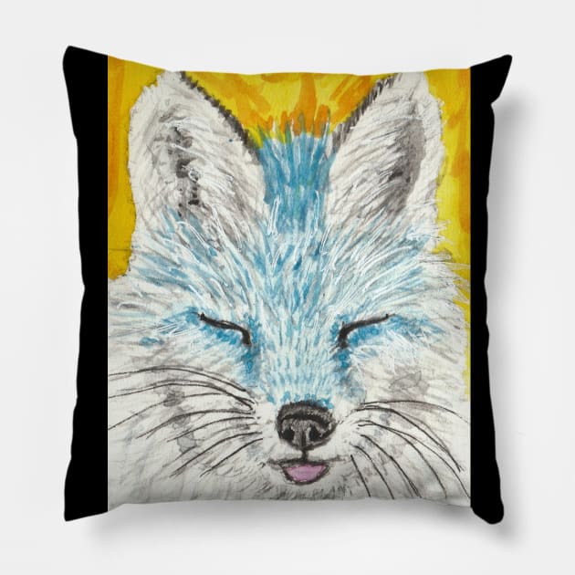 Blue fox face Pillow by SamsArtworks