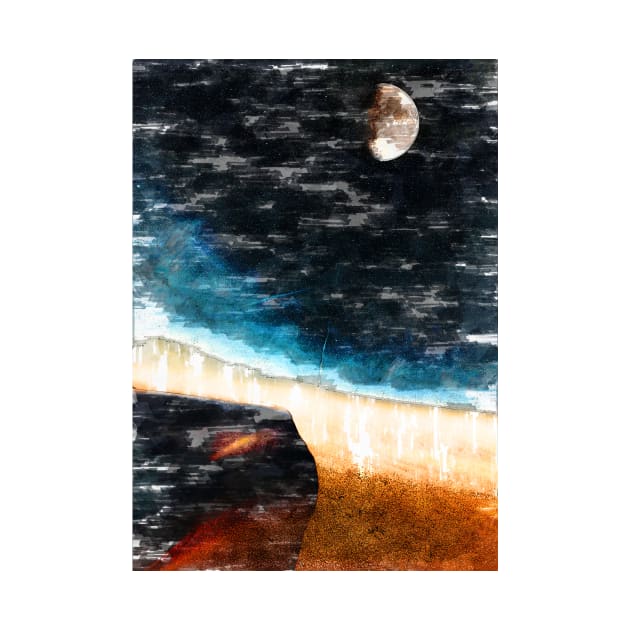 Desert Night Sky Moon Over Sand Dune. For Moon Lovers. Bright Moon Collection by ColortrixArt