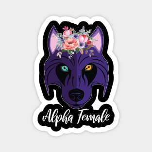 Wolf Husky Heterochromia Alpha Women Purple Feminism Strong Magnet