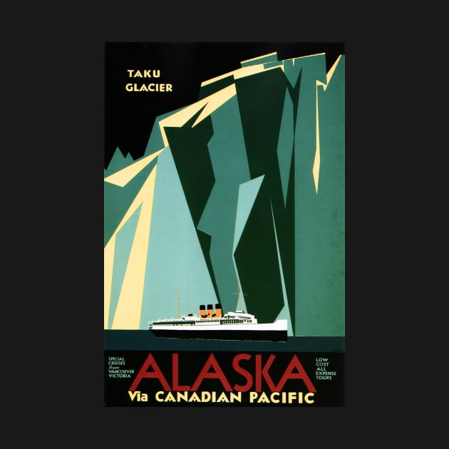 Alaska Taku Glacier Art Deco Advertisement Vintage Steamship by vintageposters