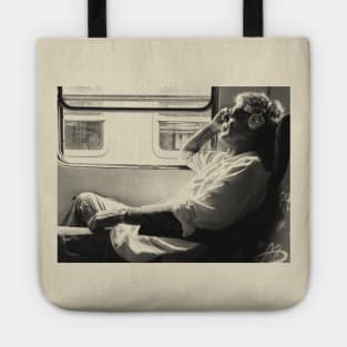 Anthony Bourdain on the Train Pencil Drawing Tote