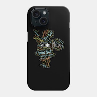 Santa Claus Wordcloud for Darker Backgrounds Phone Case