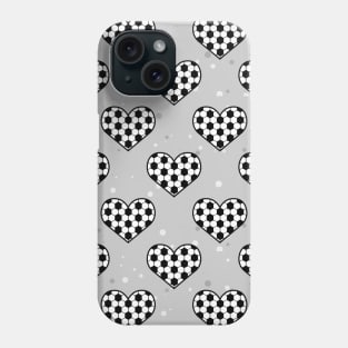 Football / Soccer Ball Texture In Heart Shape - Seamless Pattern on Grey Background Phone Case