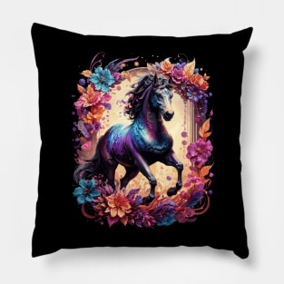 Majestic Stallion Floral Pillow