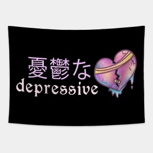 Depressive - Creepy Cute Japanese Anime T-Shirt Tapestry