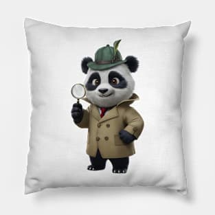 Detective Panda - Mystery Solver - Sleuthing Panda Tee Pillow