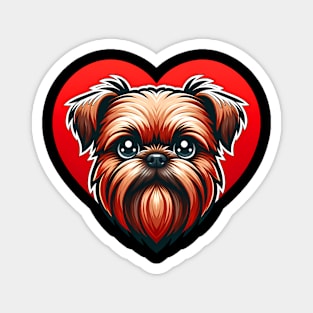 Brussels Griffon Puppy Cute Dog Red Heart Magnet