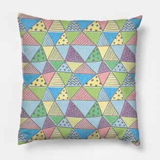 Pastel Doodle Triangles Pattern Pillow