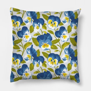 Blue Pansy Pattern Pillow