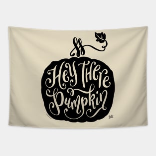 Funny Pumpkin Graphic Design Hey There Pumpkin Black Tapestry