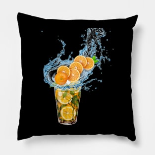 orange blended drink with mint leaves Pillow