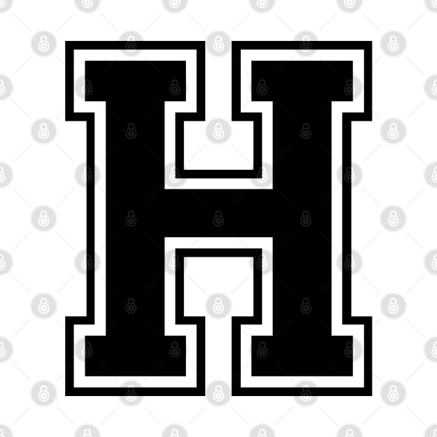 Initial Letter H - Varsity Style Design - Black text by Hotshots