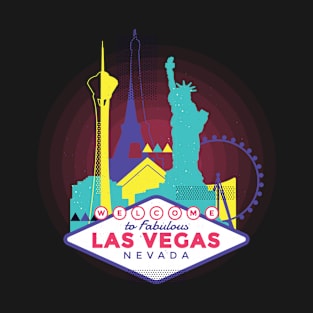 Neon Las Vegas/ a Las Vegas in a Bright and Colorful Style with the Traditional Landmarks T-Shirt