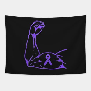 Flexing arm with Purple Awareness ribbon Tapestry