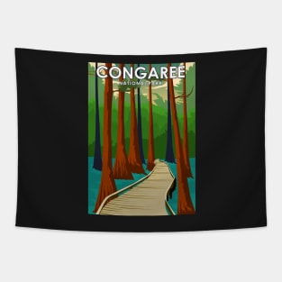 Congaree National Park Vintage Minimal Travel Poster Tapestry