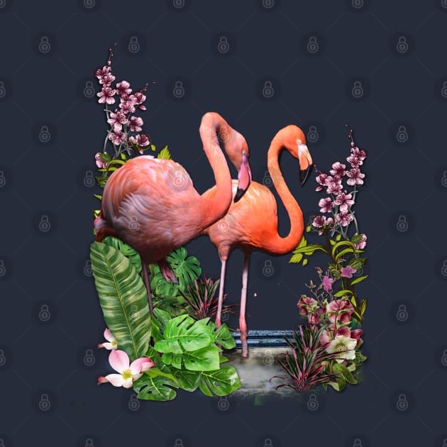 Pink Flowers & Flamingos by Nadine8May