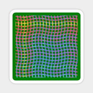 Wavy Plaid Rainbow on Green Magnet